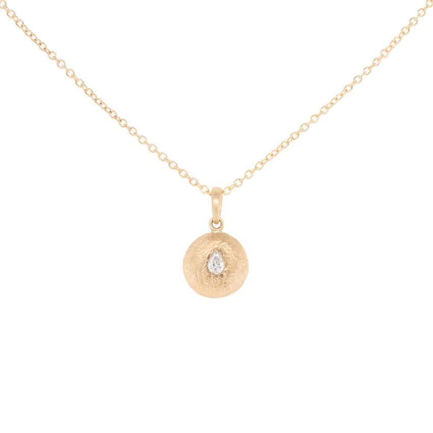 Medium 'Boulder' Pear Diamond Disc Necklace | Magpie Jewellery