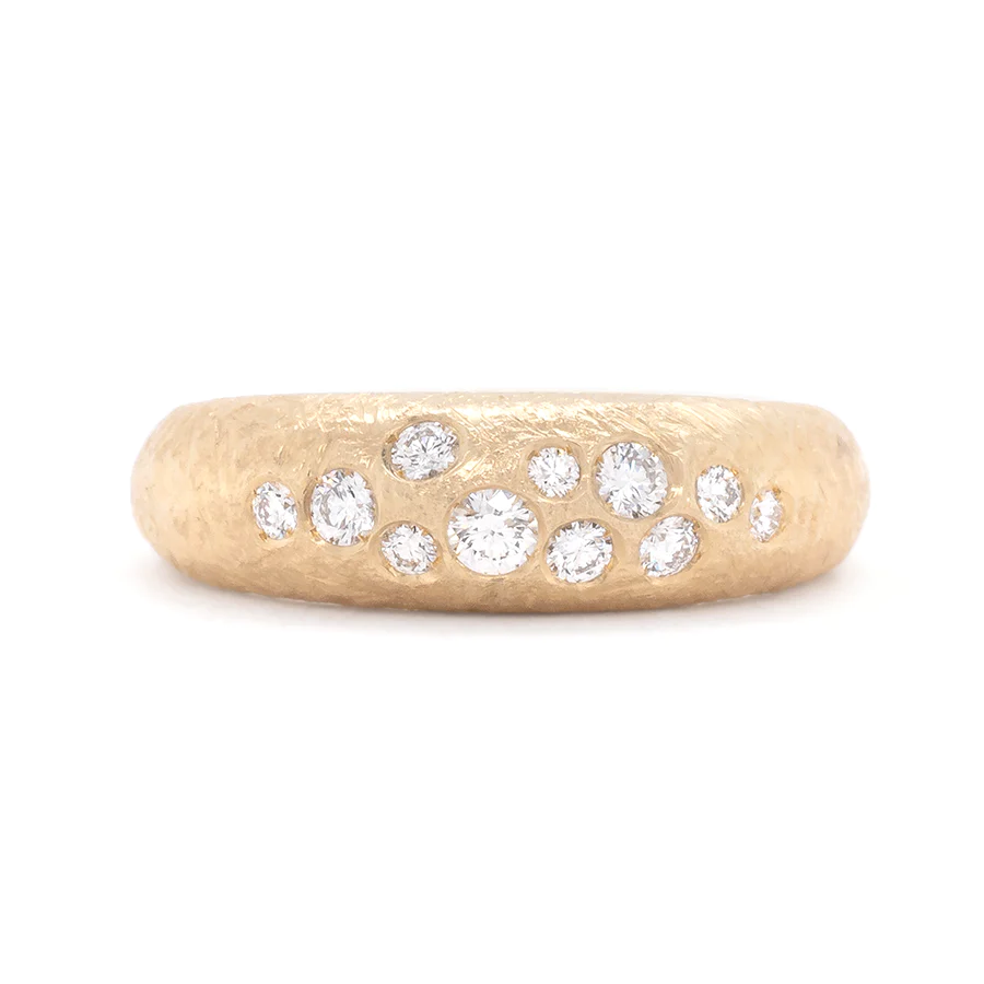 6mm 'Boulder' Diamond Bombe Ring | Magpie Jewellery