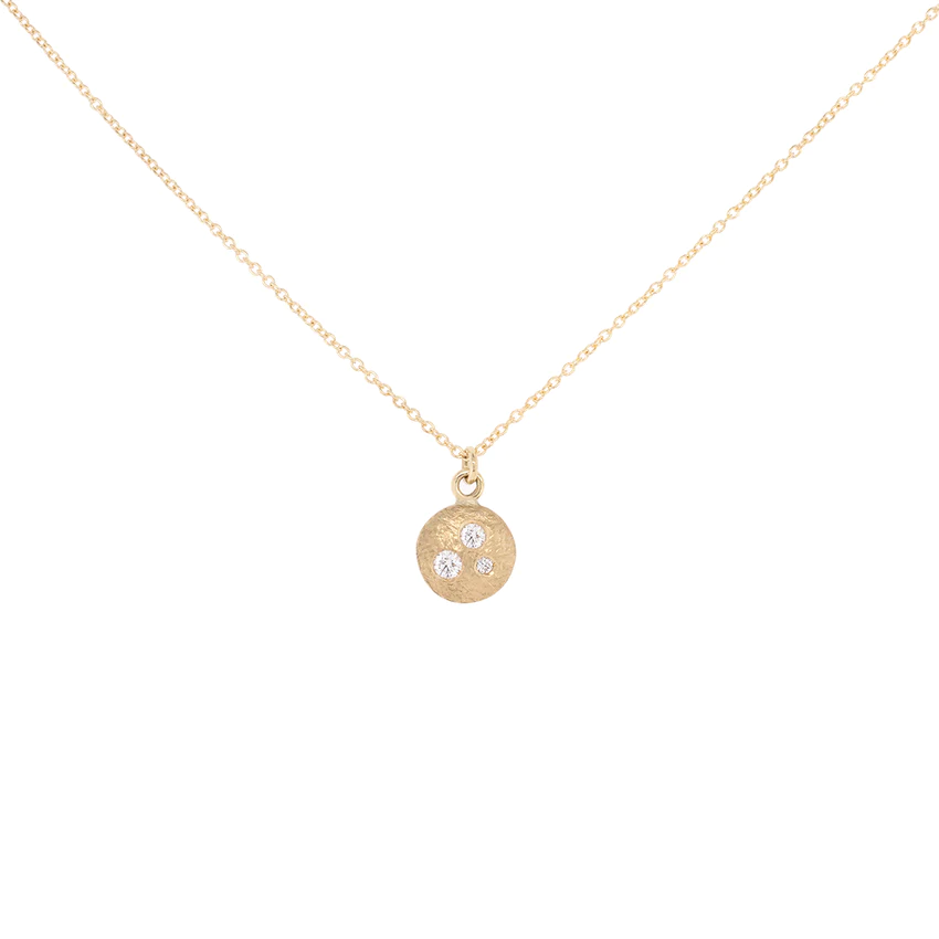 Tiny 'Boulder' Dancing Diamond Disc Necklace | Magpie Jewellery