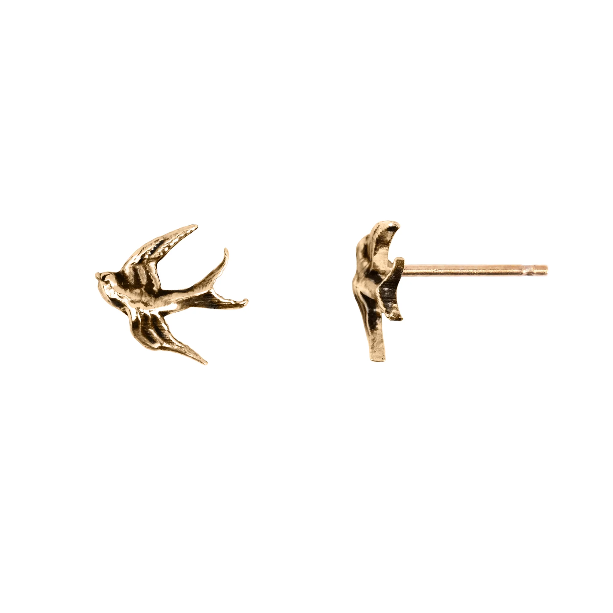 Swallow 14K Gold Stud | Magpie Jewellery