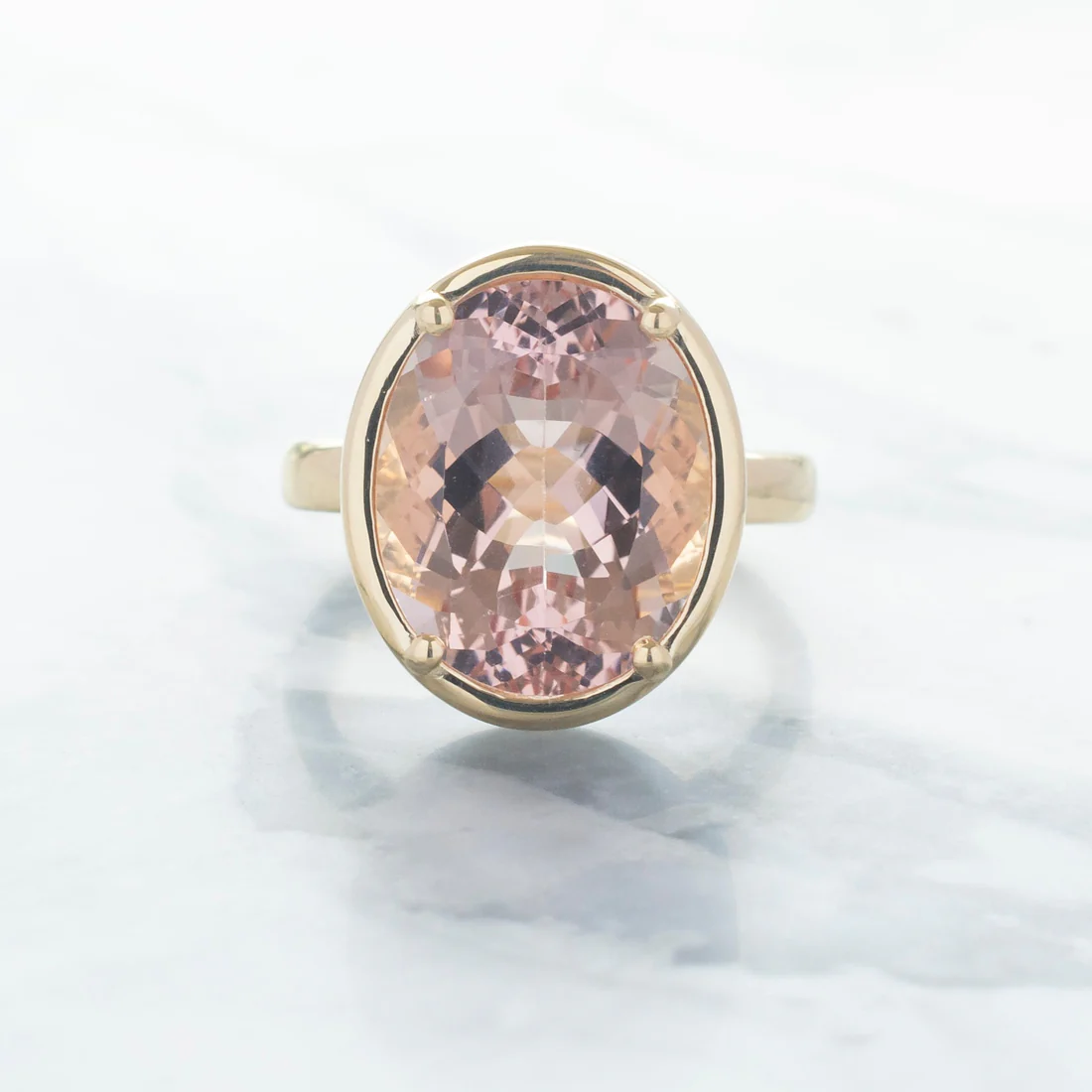 No.08 &#39;Archive&#39; 8.46ct Oval Morganite Ring | Magpie Jewellery