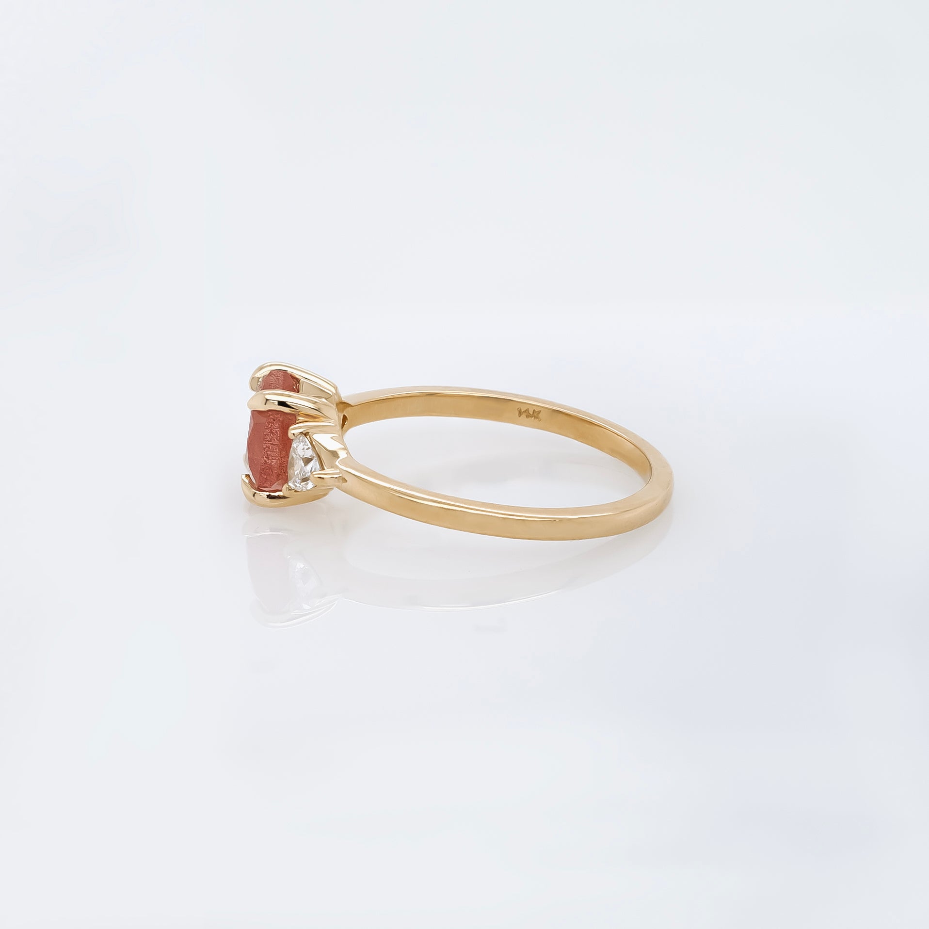 Sunstone &amp; Lab Diamond Ring