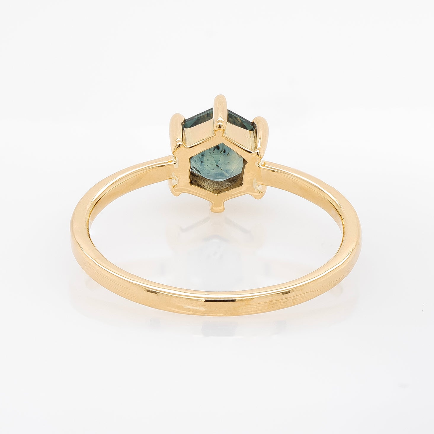 Montana Sapphire Hexagon Solitaire Ring