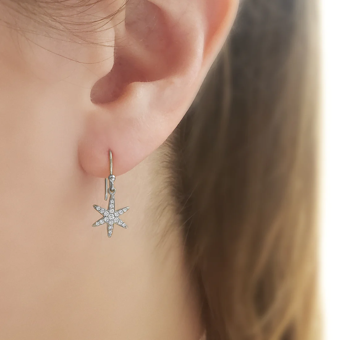 Diamond Pave Star Drop Earrings | Magpie Jewellery