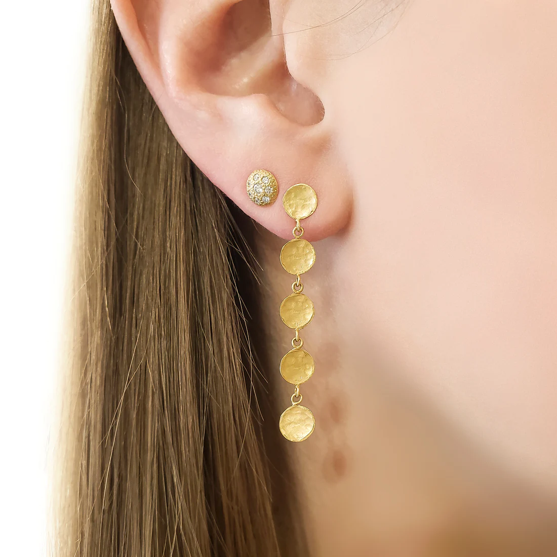 Five Hammered Disc Post Earrings | Magpie Jewellery