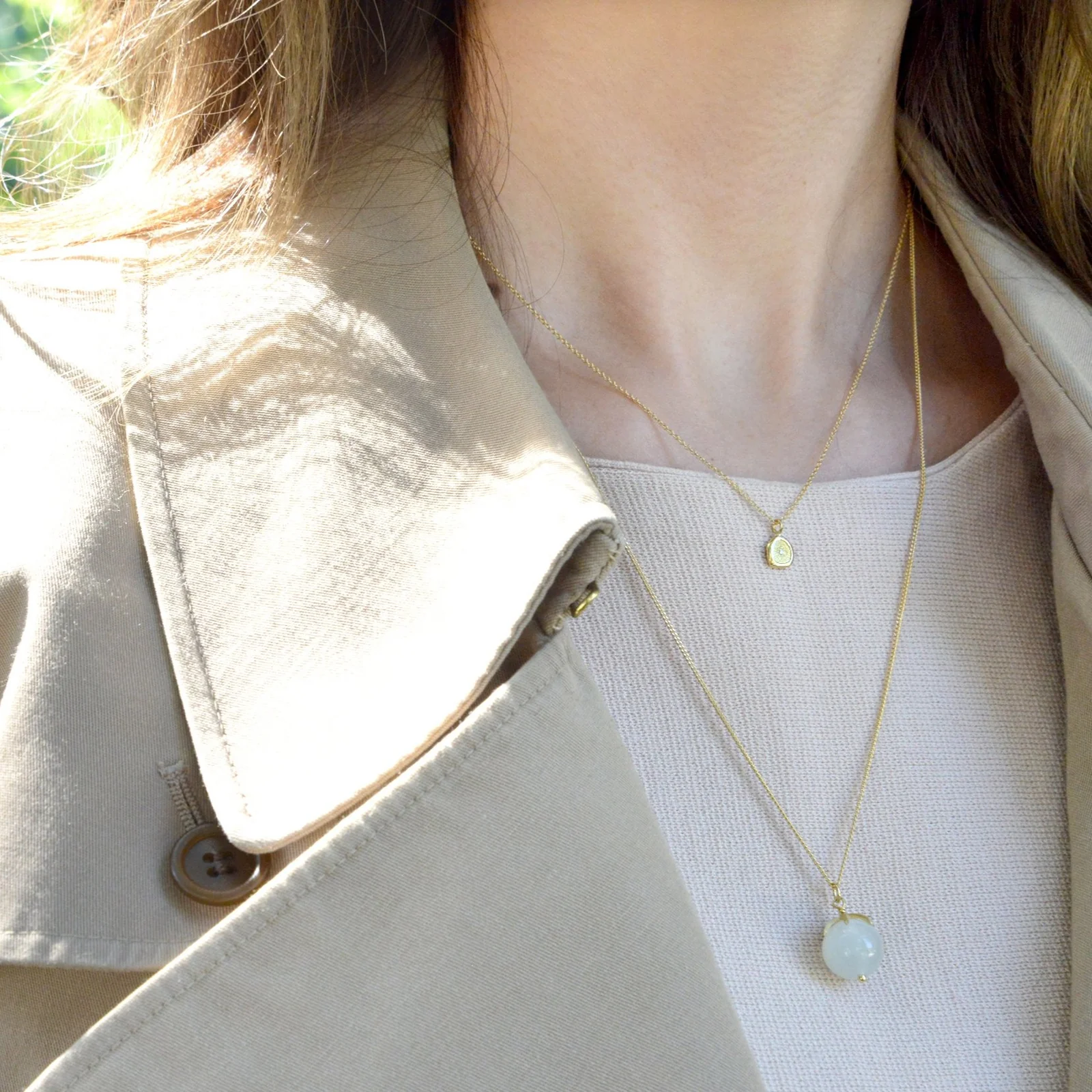 Gold Pendant Gemstone Sphere Necklace | Magpie Jewellery