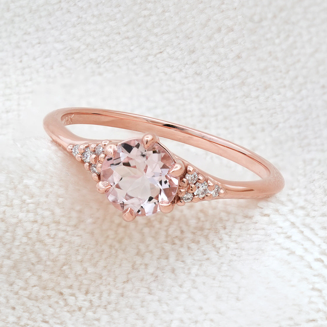 Peach Morganite Engagement Ring with Diamond Accents