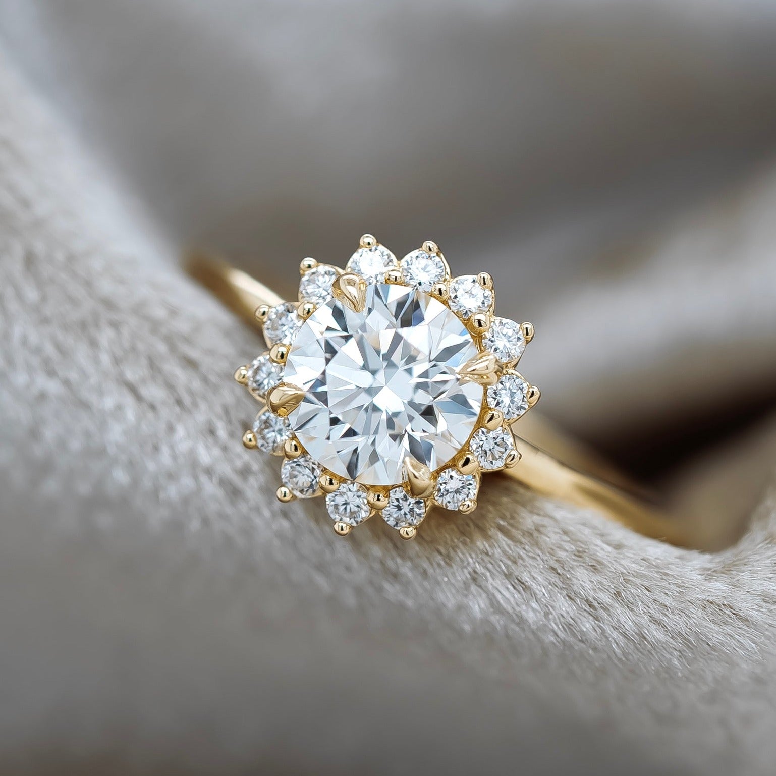 &#39;Sunny&#39; Diamond Halo Ring | Magpie Jewellery