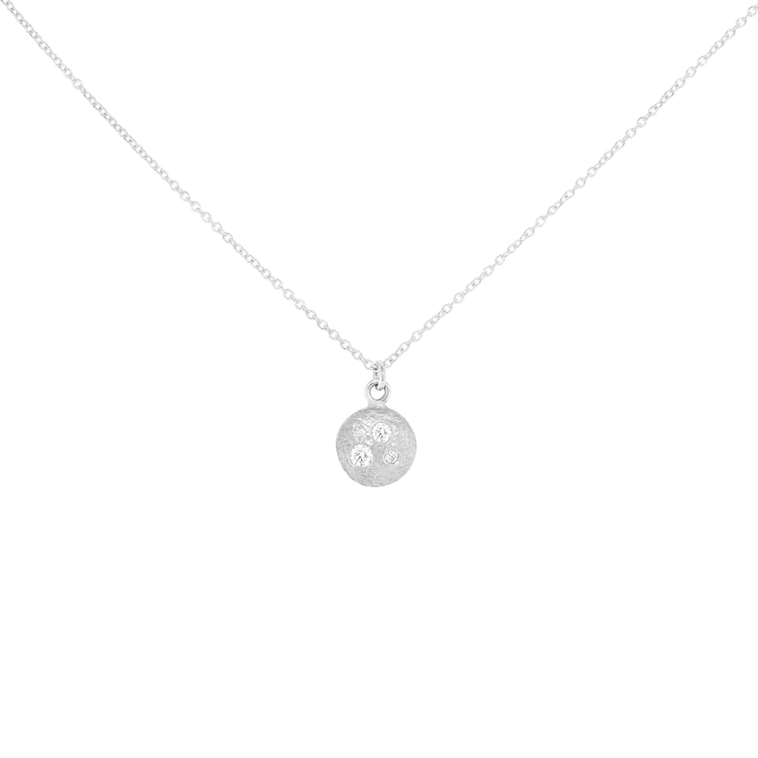Tiny 'Boulder' Dancing Diamond Disc Necklace | Magpie Jewellery