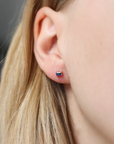 Blue Sapphire Baguette Stud Earrings