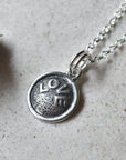 'Love' Tiny Die Struck Silver Necklace | Magpie Jewellery