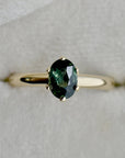 OOAK Oval Cut Dark Teal Sapphire Ring