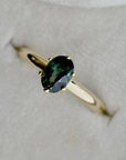 OOAK Oval Cut Dark Teal Sapphire Ring