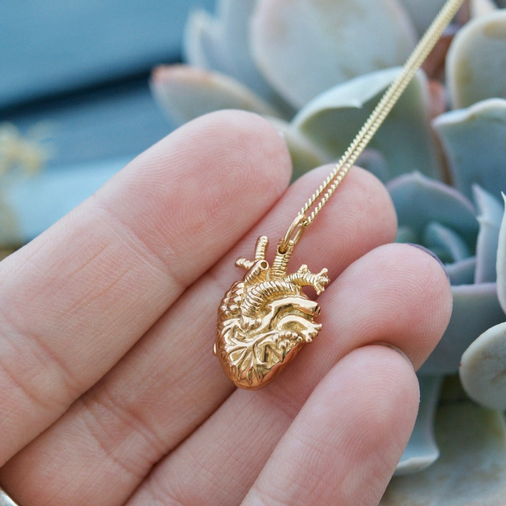Mini Gold Vermeil Anatomical Heart - Magpie Jewellery