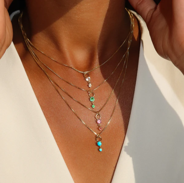 Deux Drop Necklace - Pink Sapphire | Magpie Jewellery