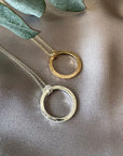 Full Moon Textured Circle Necklace