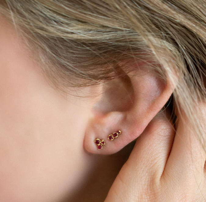 Mini Ruby Festival Climber Studs Magpie Jewellery