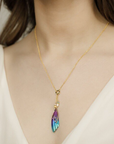 Flutterby Blue Violet Lariat Necklace