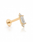 Gold Baguette CZ Flat Screwback Single Stud | Magpie Jewellery