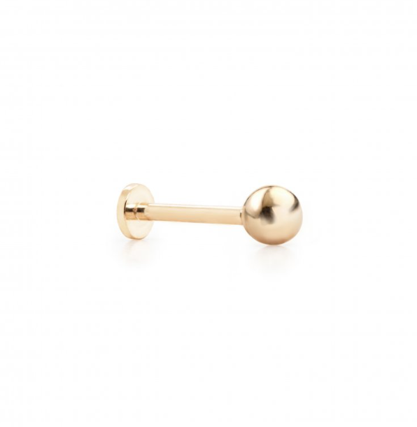 14k Gold Petite Ball Flat Screwback Single Stud | Magpie Jewellery