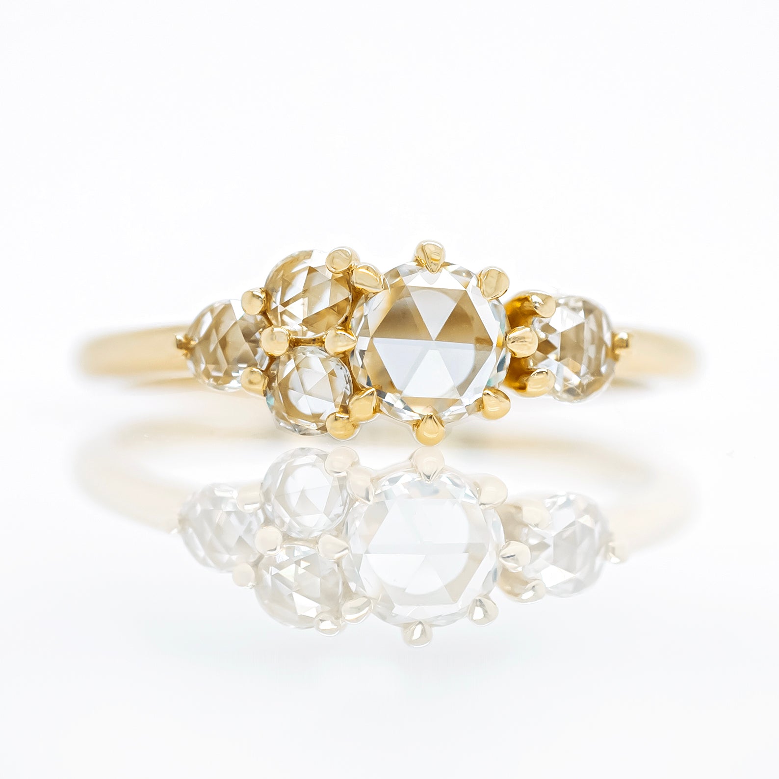 &#39;Quinn&#39; Rose Cut Diamond Cluster Ring