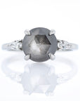 2.22ct Rose Cut Salt & Pepper Diamond Engagement Ring