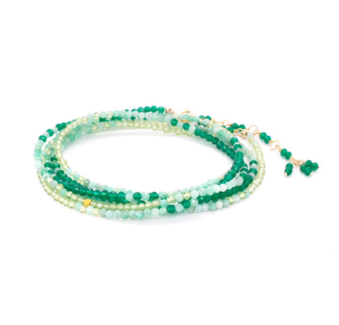 Green Onyx, Emerald & Peridot 'Mint' Ombre Wrap Bracelet | Magpie Jewellery