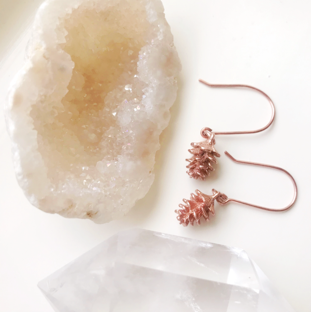 Tiny Pinecone Drop Earrings | Magpie Jewellery