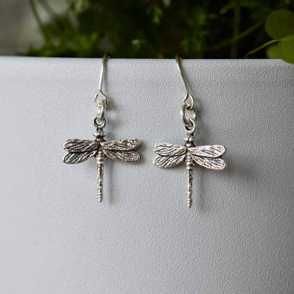 Tiny Dragonfly Drop Earrings | Magpie Jewellery