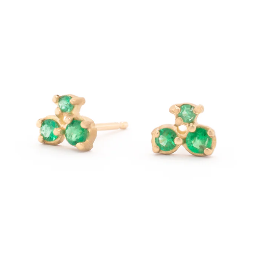 Emerald Cluster Trio Stud Earrings