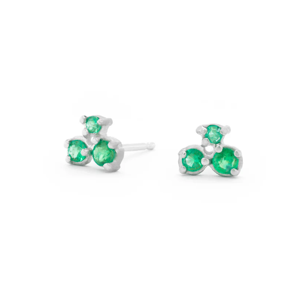 Emerald Cluster Trio Stud Earrings