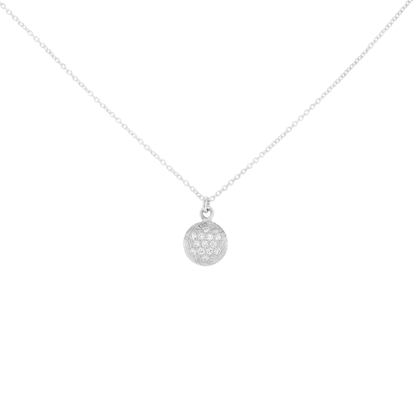 8mm 'Boulder' Pave Diamond Disc Necklace | Magpie Jewellery