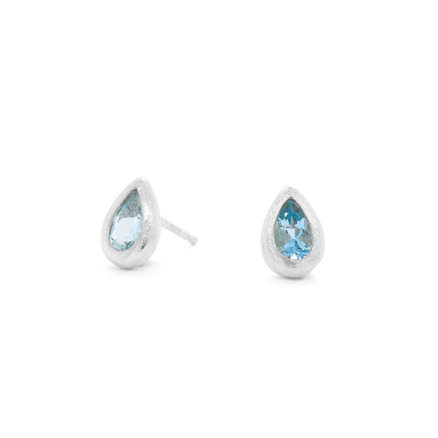 'Boulder' Bezel Pear Gemstone Stud Earrings | Magpie Jewellery