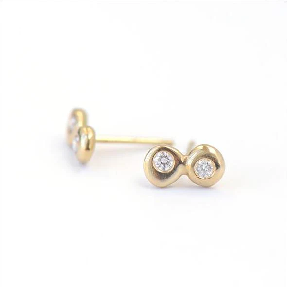 Double Dot Gold Diamond Earrings | Magpie Jewellery
