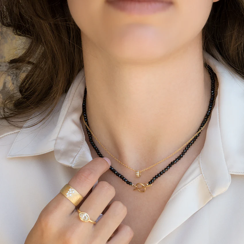 Diamond Pave 'Boulder' Bead Necklace | Magpie Jewellery