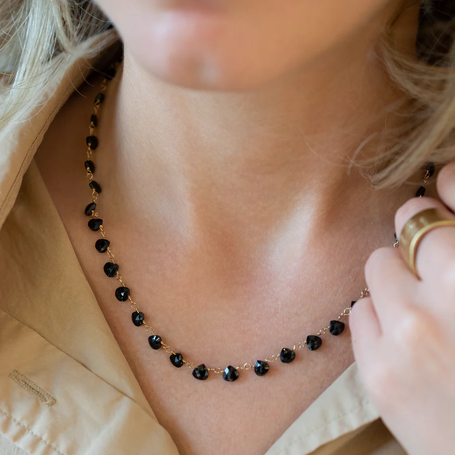 Heart Shaped Black Spinel Necklace Magpie Jewellery