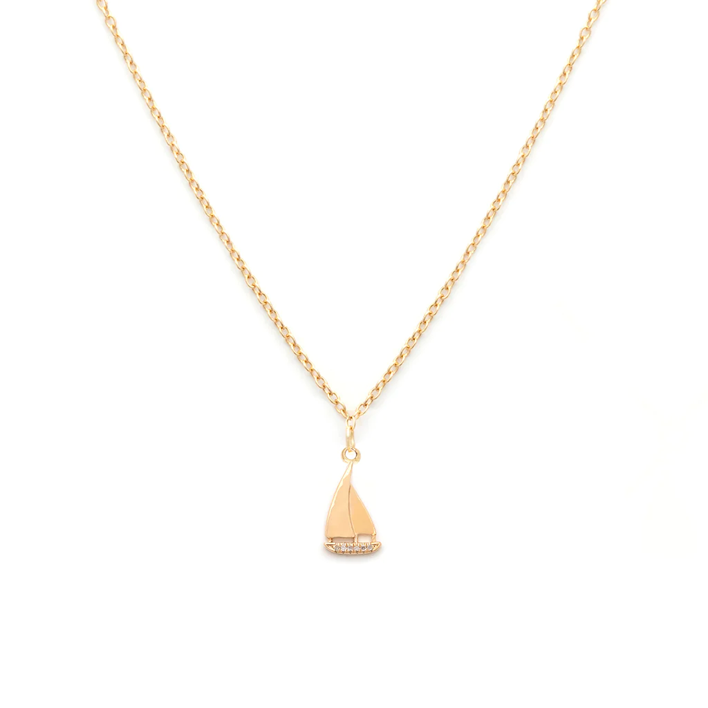 SAILBOAT NECKLACE | GOLD & CZ | Magpie Jewellery