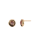 Small Cognac Rustic Diamond Faceted Stone 14K Gold Stud | Magpie Jewellery