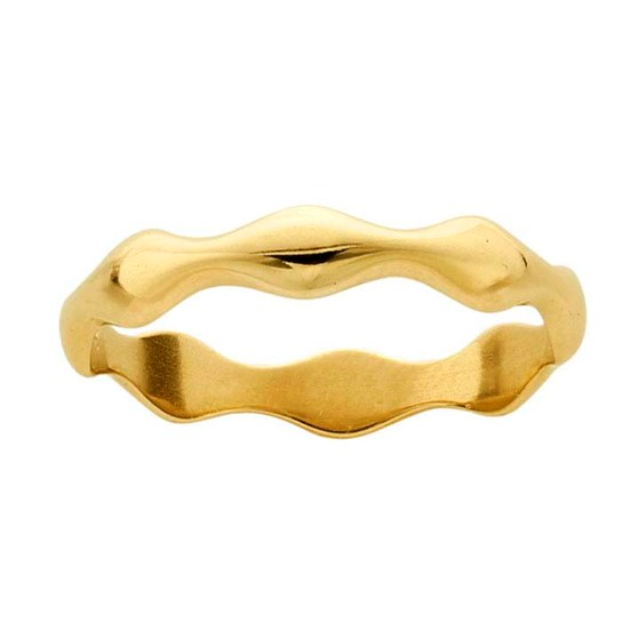 14K Yellow Gold Wide Wavy Stacking Band - Magpie Jewellery