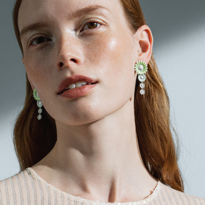 DAISY Green and white Earrings | Magpie Jewellery