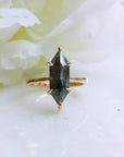 Black Speckled Hexagon Diamond Engagement Ring | Magpie Jewellery