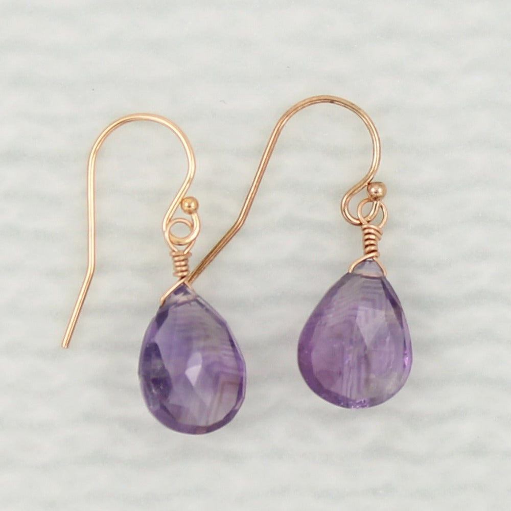 Gemstone Solo Earring | Magpie Jewellery | Rose Gold | Amethyst | Faceted
