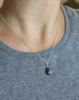 Silver Gemstone Solo Necklace | Magpie Jewellery | Labradorite | On Model