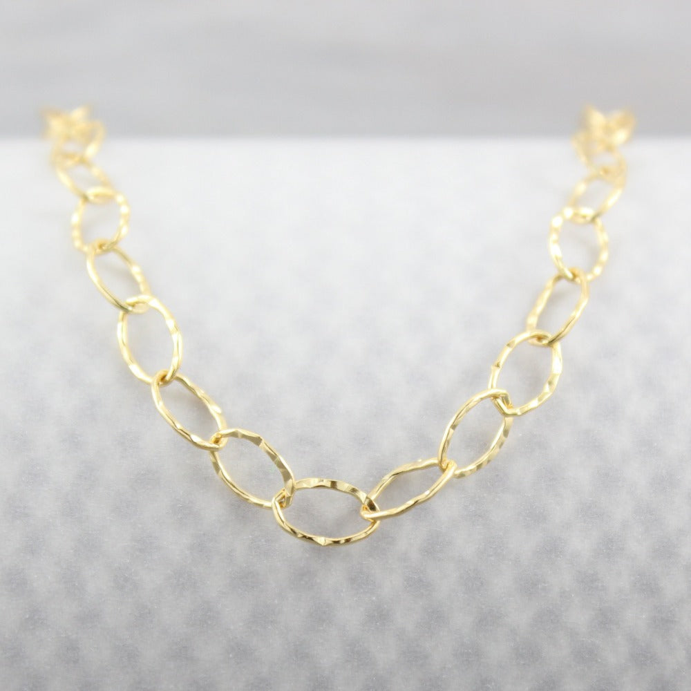 Hammered Oval Link Bracelet | Magpie Jewellery | Yellow Gold