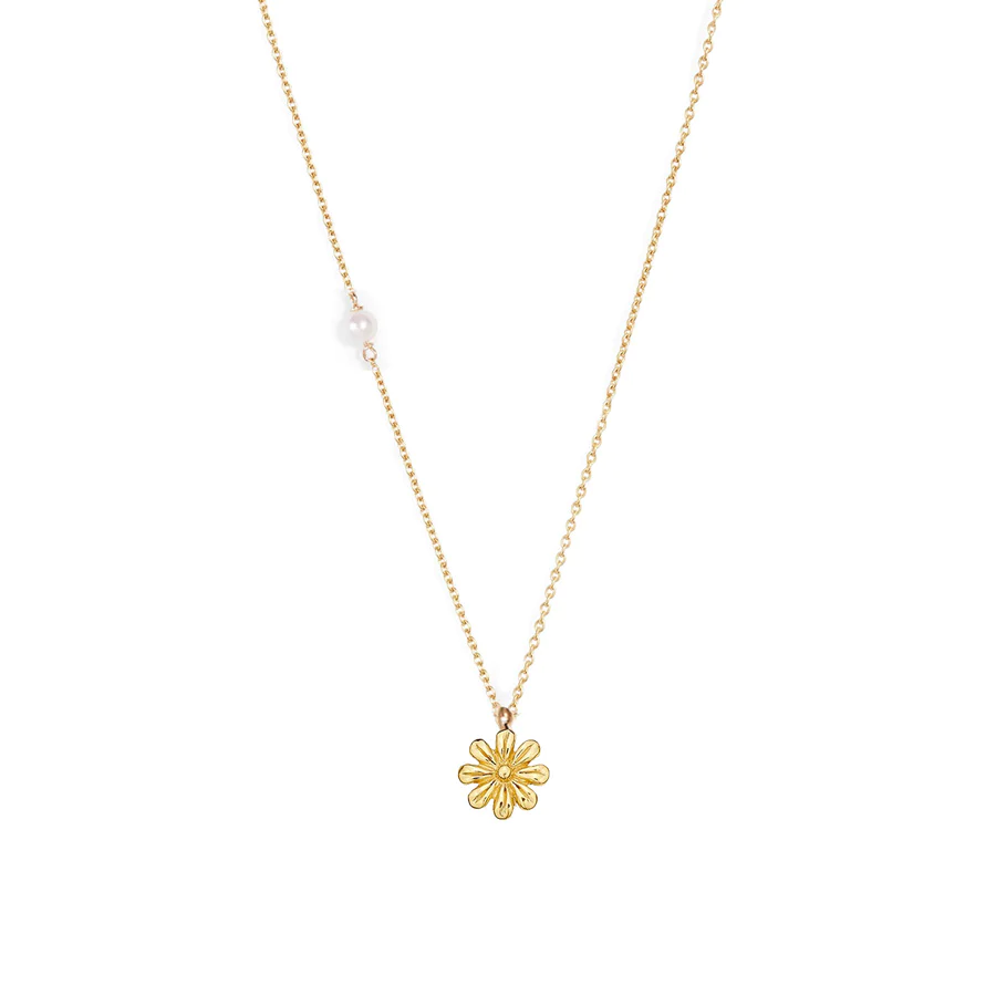 Gold Daisy Pendant Necklace - Magpie Jewellery
