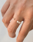 Triple Baby Pearl & Diamond Ring - Magpie Jewellery