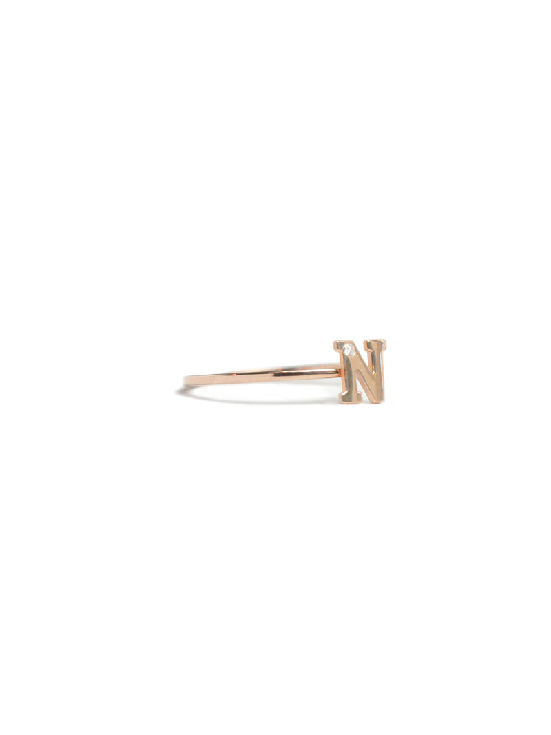 Love Letter single diamond ring A to Z - Diamond &amp; Rose Gold | Magpie Jewellery