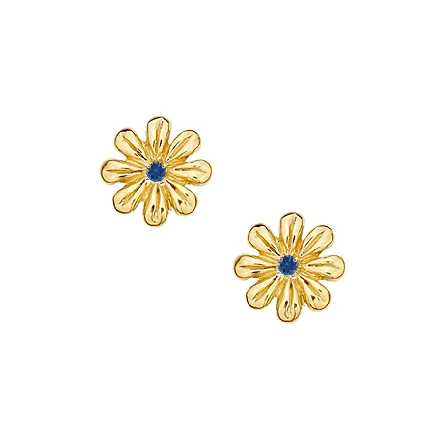 Gold Daisy Gem Stud Earrings | Magpie Jewellery