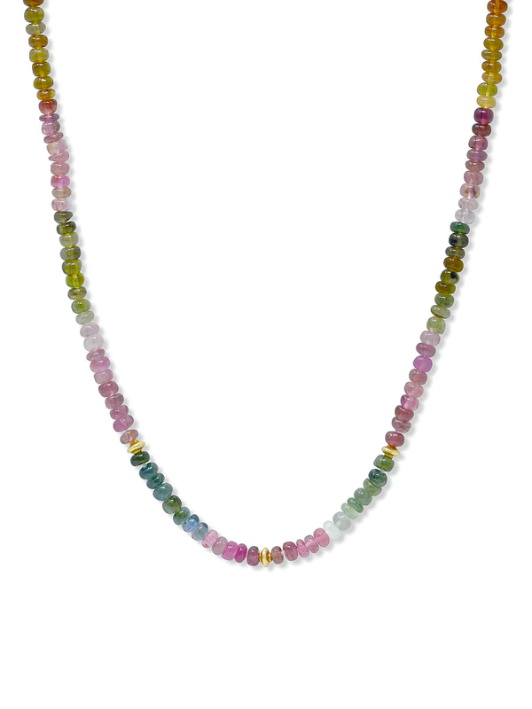 Bohème Smooth Multicolored Tourmaline Rondelle Necklace | Magpie Jewellery