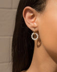 Mini Gold Hoop Pearl Circle Dangle Earrings - Magpie Jewellery